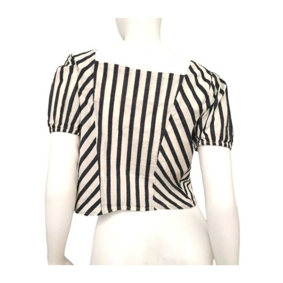 June & Hudson Striped Crop Summer Top M - Picture 4 of 5